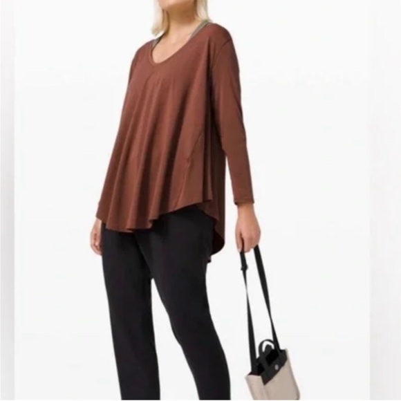 {SOLD} LULULEMON Up For Down Time Top Long Sleeve Women’s US 10 Orange - Picture 1 of 9